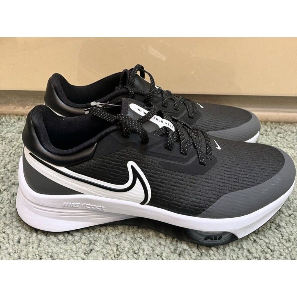 NEW NIKE AIR ZOOM INFINITY TOUR NEXT% BLACK WHITE GOLF SHOES SNEAKERS SIZE 9 - Picture 2 of 6